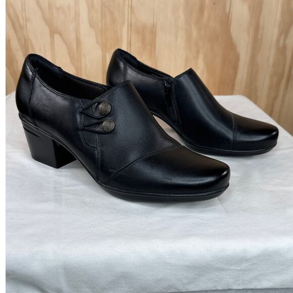 Clarks Shoes - Clarks Emslie Warren Black Leather Shooties Comfort Heel Womens 10 NWOB
